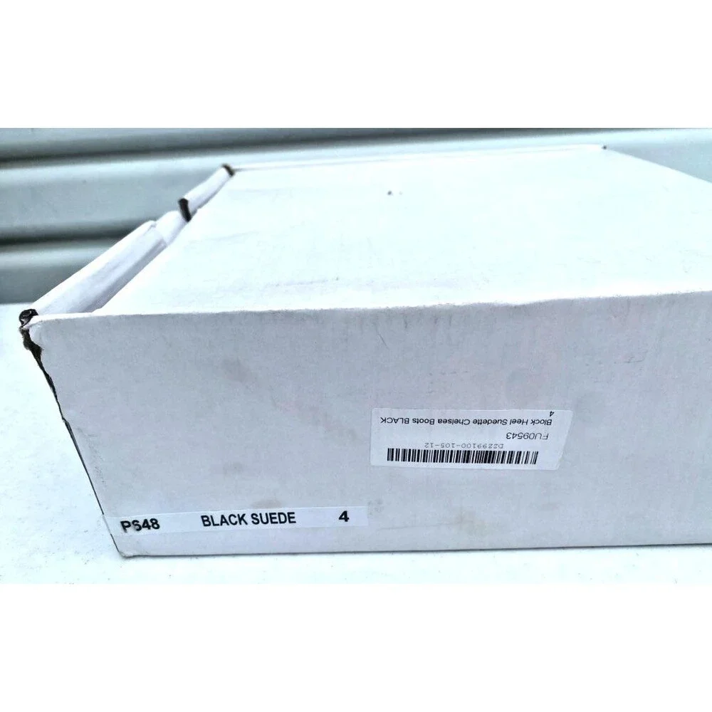 Block Suedette Chelsea Boots Chunky High Heel, Black Slip On New in Box,  Size 4